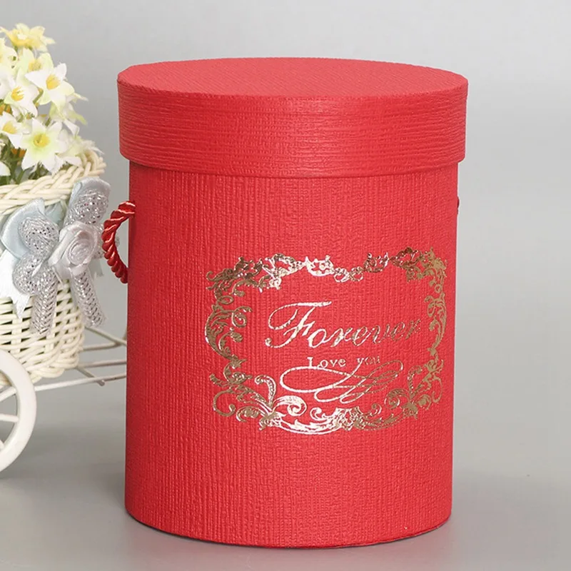 Круглые бумажные коробки для цветов с крышкой и веревкой, подарочная упаковочная коробка для конфет, вечерние, свадебные, 6 цветов