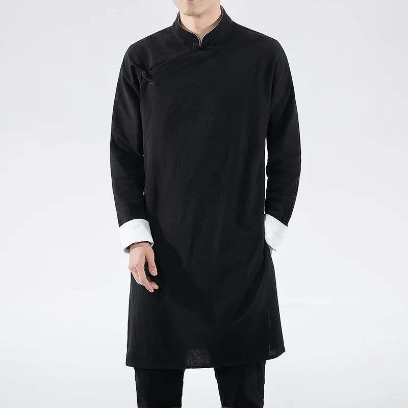 

2019 Spring And Summer Thin Mid-length Cotton Linen Chinese Clothing Chinese-style Nation Chinese Button Knots Xie Jin Chinese C