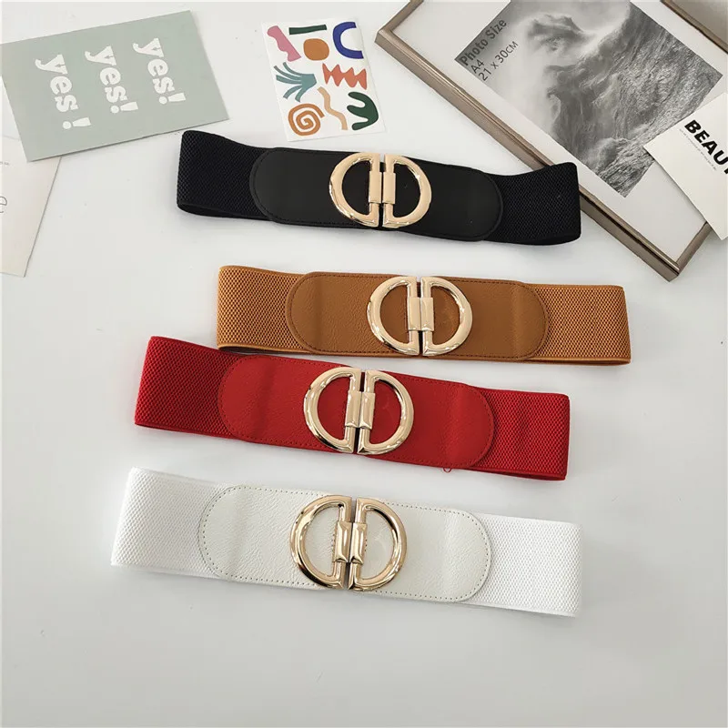 Cintura Da Donna Con Fibbia Ovale Sigillo Decorativo In Vita Con Gonna Cintura Larga Elastica Allentata Retrò Semplice Vita Sottile Ceinture Femme Lux