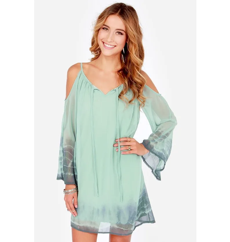 Новый слинг v-образным вырезом галстук с шифоновое открытой спиной платье |