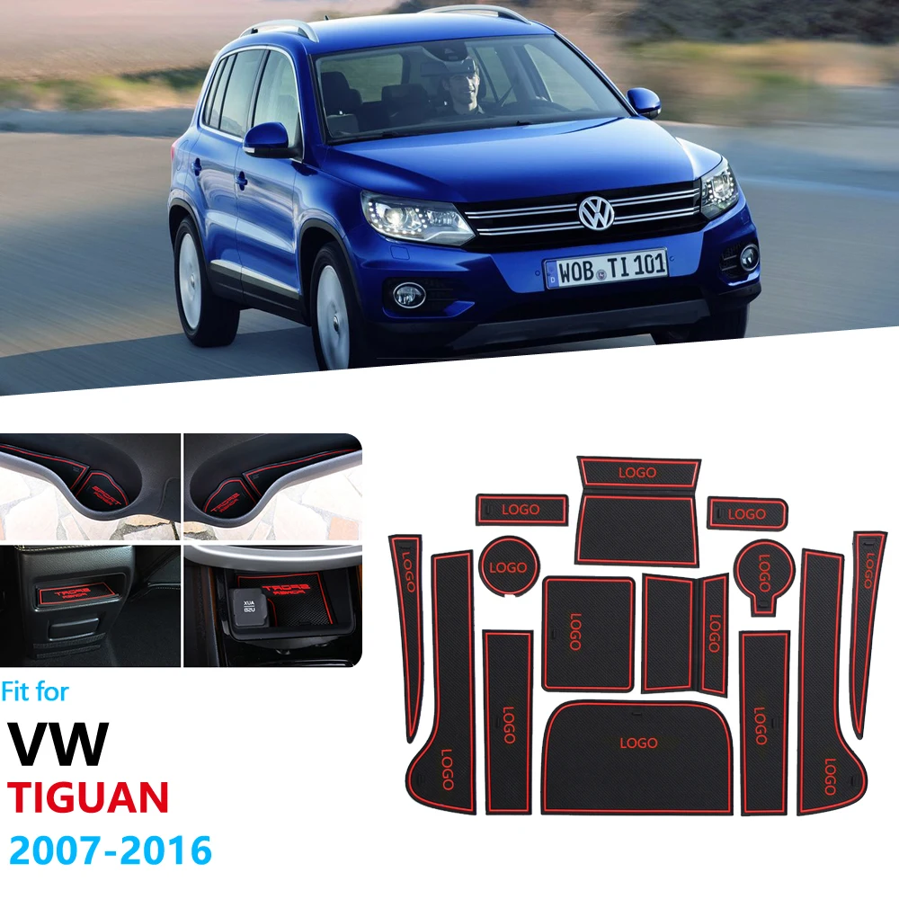 Koop Anti Slip Rubber Poort Slot Beker Mat Voor Volkswagen VW Tiguan 2007 2008 2009 2010 2011 2012 2013 2014 2015 2016 Deur Groef Mat