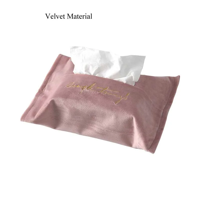 pink-velvet Держатель для салфеток Ins скандинавские кожаные бархатные коробка для салфеток Диспенсер держатель для салфеток чехол для украшения для офиса дома - Цвет: pink-velvet