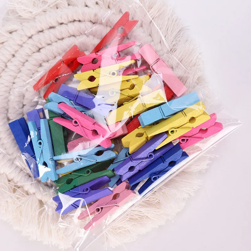 Clothespins Clothes Pins Colored - Crafts Photos Wooden Paper Picture Clips  Colorful Decorative Little Clothes Pins for Hanging Pictures - 30PCS - Rose  