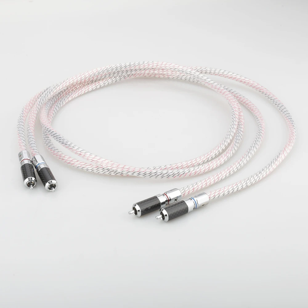 

Pair Nordost Valhalla HiFi 7N silver plated audio RCA interconnect cable with Carbon fiber RCA plug connector