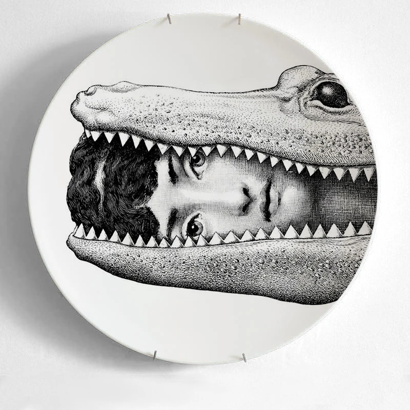 New High Quality Bone China Milan Abstract Design Style Room Decoration Hanging Dishes Wall Plates Piero Fornasetti Plates - Цвет: 7