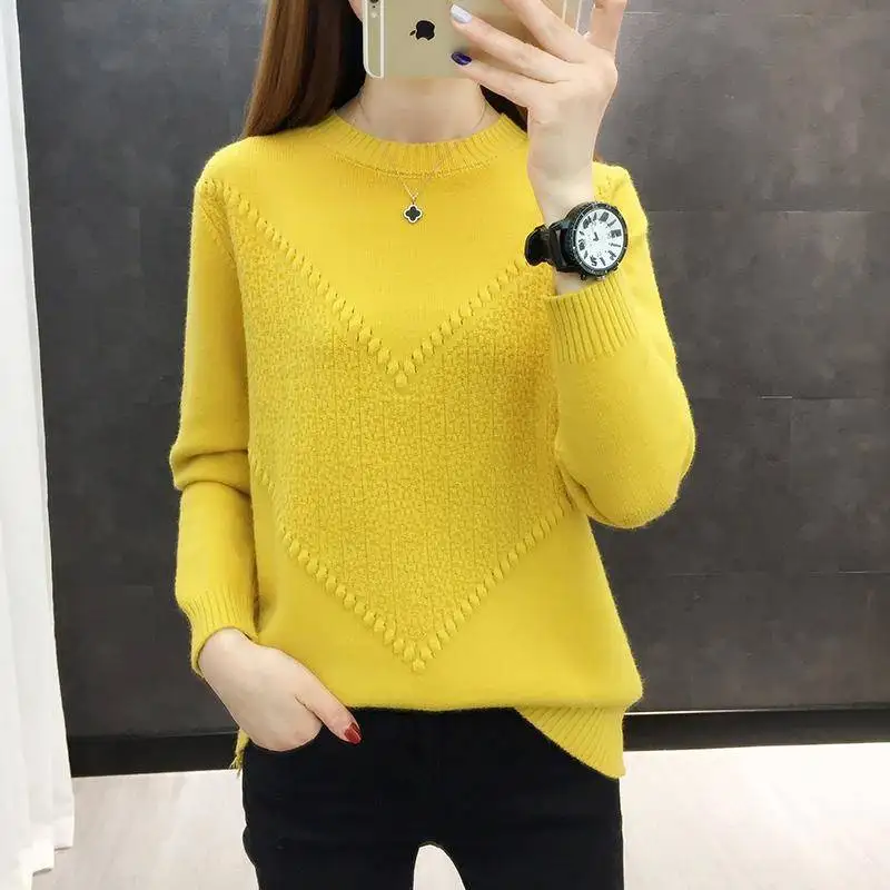 yellow thickening Осень зима карамельный вязаный джемпер женский свитер мягкий стрейч OL вязаный пуловер Трикотаж S-3XL - Цвет: yellow thickening