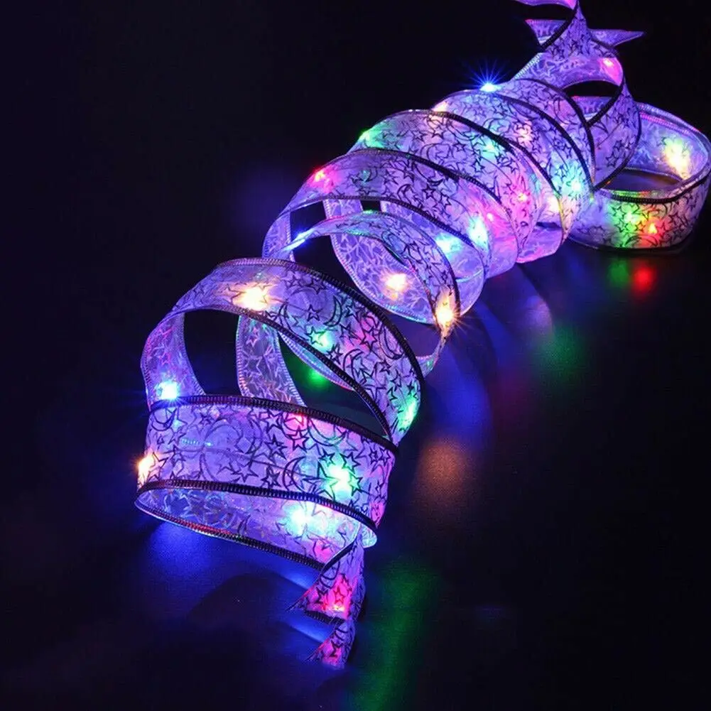 4M Ribbon Bow Lantern String Lights Battery-Powered for Home Garden Party Valentine's Day Gift Decoration Holiday Lamp 40 Led - Испускаемый цвет: colorful