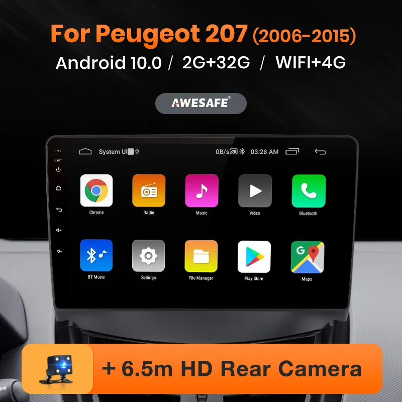 Автомагнитола AWESAFE PX9 для PEUGEOT 207 2006-2015 мультимедийный видеоплеер на Android стерео