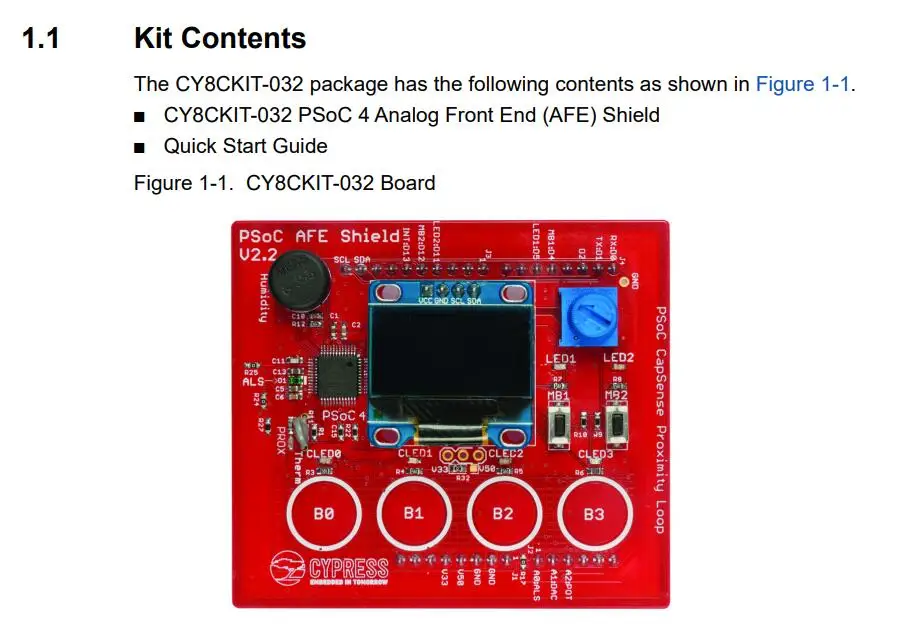 1 шт. x CY8CKIT-032 PSoC AFE щит макетная плата