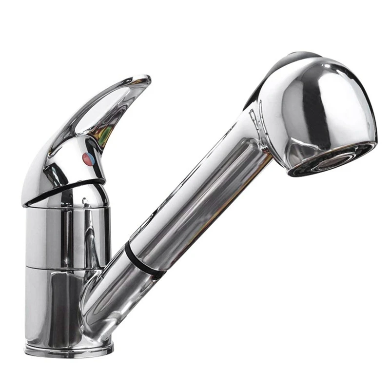 

Kitchen Mixer Sink Hot And Cold Water Mixing Extendable Shower Mixer Silvery Metal