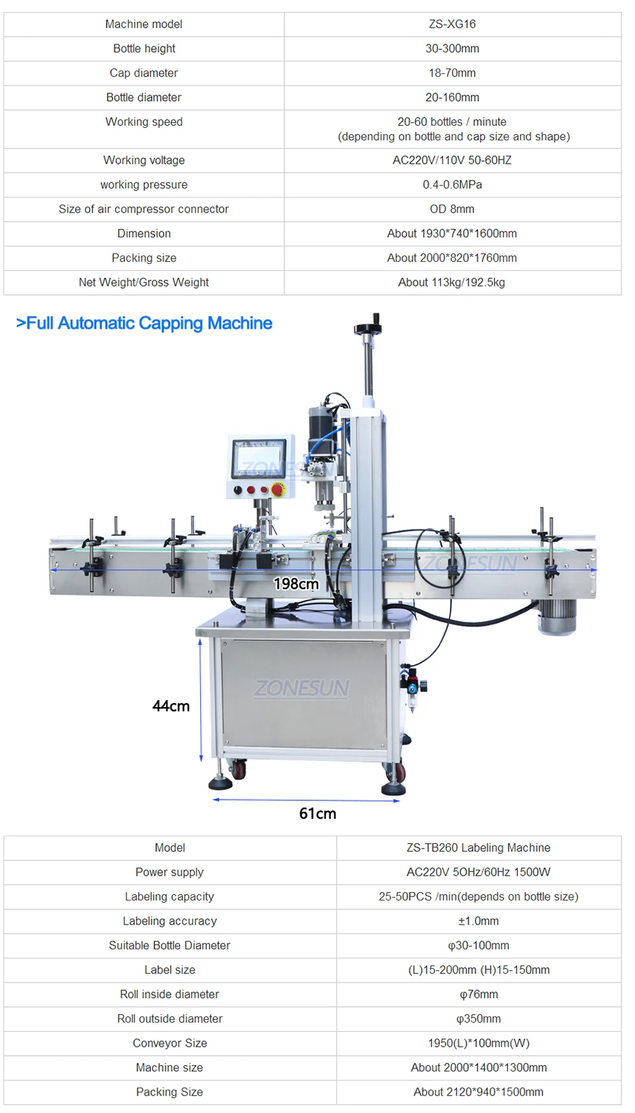 ZONESUN Fully Automatic 4 Heads Magnetic Pump Round Bottles Liquid Filling Capping Labeling Machine