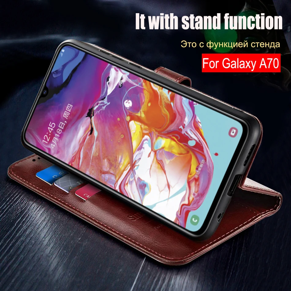 Phone Covers For Samsung Galaxy A70 Case Flip Leather Book case For Samsung A70 Case Wallet Magnetic Luxuxy A 70 Cover