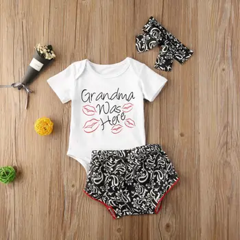 

Pudcoco USPS Fast Shipping 0-24M Summer Newborn Kids Baby Girl Summer Clothes Set Romper + Shorts 3Pcs Outfits Clothes