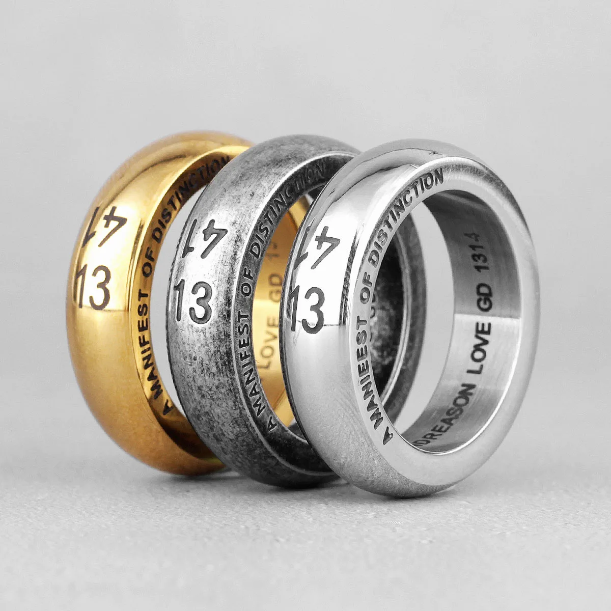 Retro 1314 Couple Lovers Stainless Steel Men Women Wedding Engagement Rings Girl Boyfriend Jewelry Creativity Gift