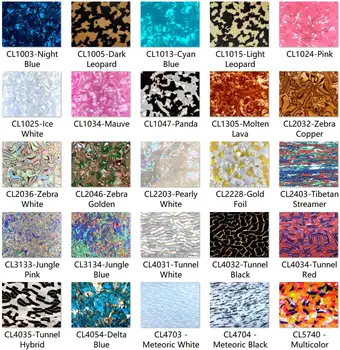 

600mm x 300mm x 3.0mm (L x W x T), Multi-Colors Acrylic (PMMA) Two-Sided Celluloid Sheets - 8 pcs/pack