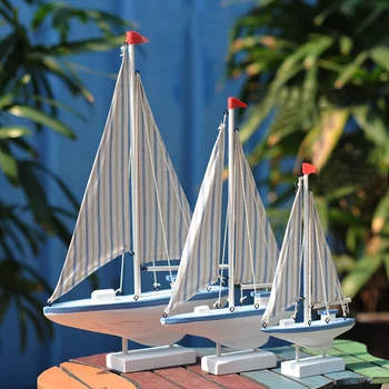 

Mediterranean Wooden Sailboat Model Porch Wine Cabinet Decoration Craft