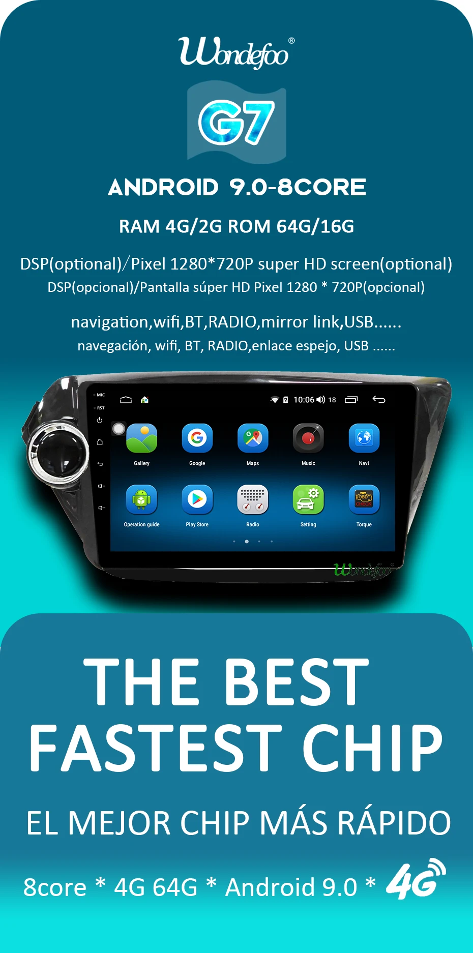 Sale 1280P Android 9.0 4G 64G Carplay Auto GPS for KIA K2 RIO 3 4 2011 2016 2017 2018 Multimedia IPS 2.5D Screen Stereo Radio No DVD 2