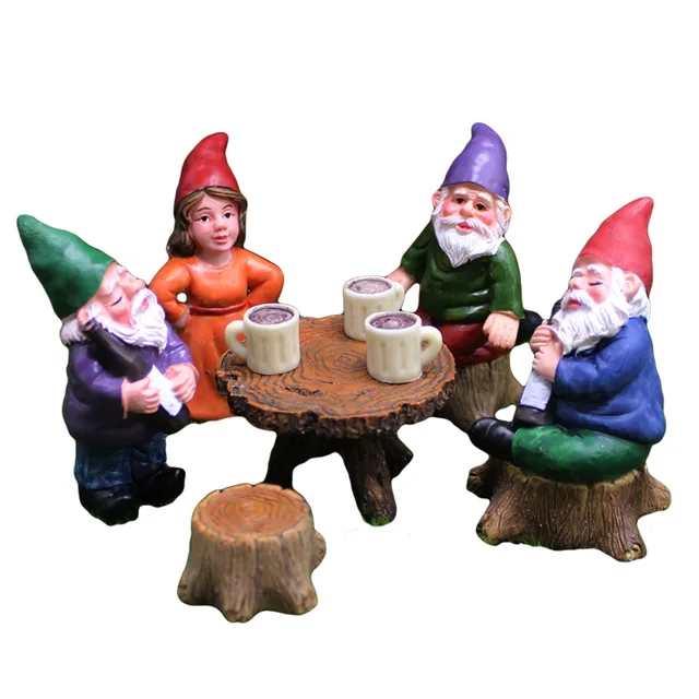 4 pièces/ensemble Mini Gnome drôle et mignon, Statue de nains en résine, décoration de bonsaï pour la maison, le bureau, Sculpture, livraison directe 4