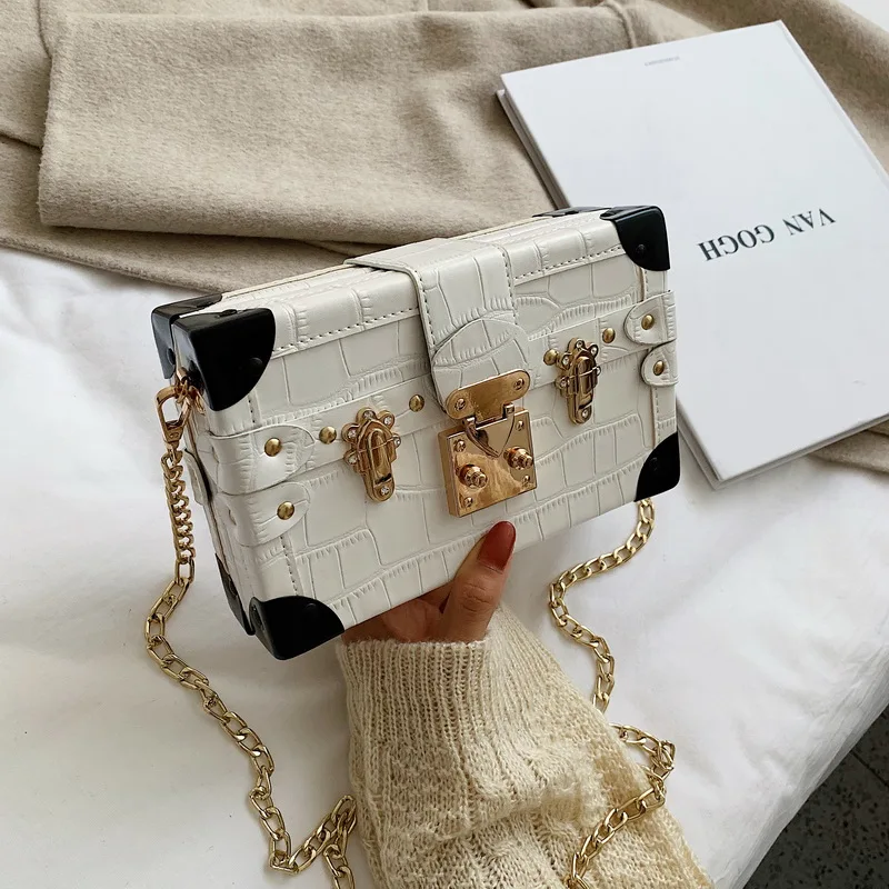 Модная маленькая сумочка в форме коробки для девочек, модная сумка через плечо с цепочкой, роскошные сумки, женские сумки, Дизайнерские клатчи