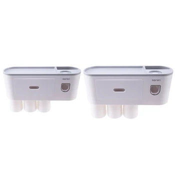 

Multifunctional Wall-Mounted Toothbrush Holder, Automatic Toothpaste Squeezer, Bathroom Storage Box with Drawer