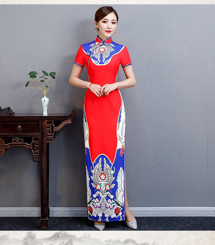 Современные Cheongsam для женщин длинные Qipao китайское платье Вечерние в винтажном стиле Ao Dai элегантное платье Улучшение Qi Pao Vestido