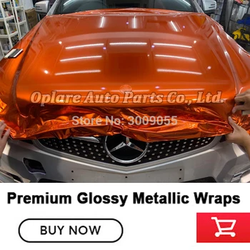 

Glossy Metallic Orange Vehicle wrapping Vinyl Car Wrap Gloss metallic Vinyl Foil With Air Bubble Free good stretching Material