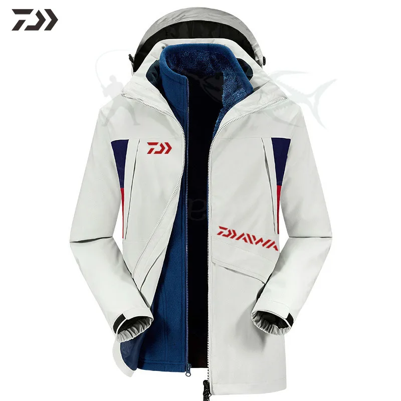 

Daiwa Fishing Jacket Winter Thermal Patchwork Fishing Shirt Waterproof Liner 3 In 1 Two Pieces Outdoor Men Fishing Clothing