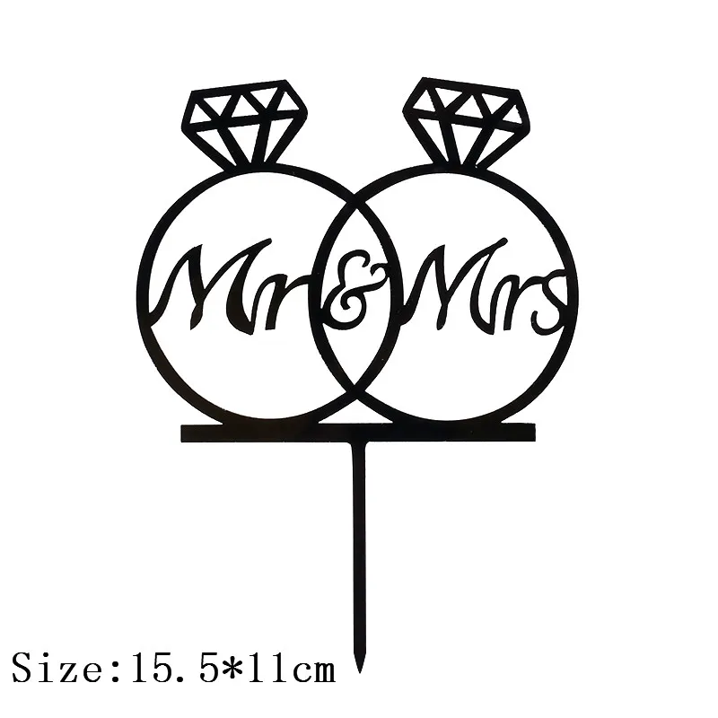 E black Acrylic Cakelove 1 шт. свадебный торт Топпер невеста жених Mr Mrs акрил черный золотой торт топперы Свадебные украшения Свадебные вечерние принадлежности - Цвет: E black Acrylic