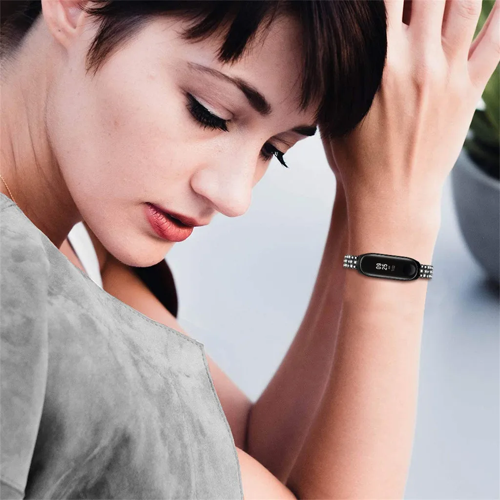 OTOKY сменный Браслет из нержавеющей стали с бриллиантами для Xiaomi Mi 4 Смарт-часы с ремешком на запястье роскошный дизайн