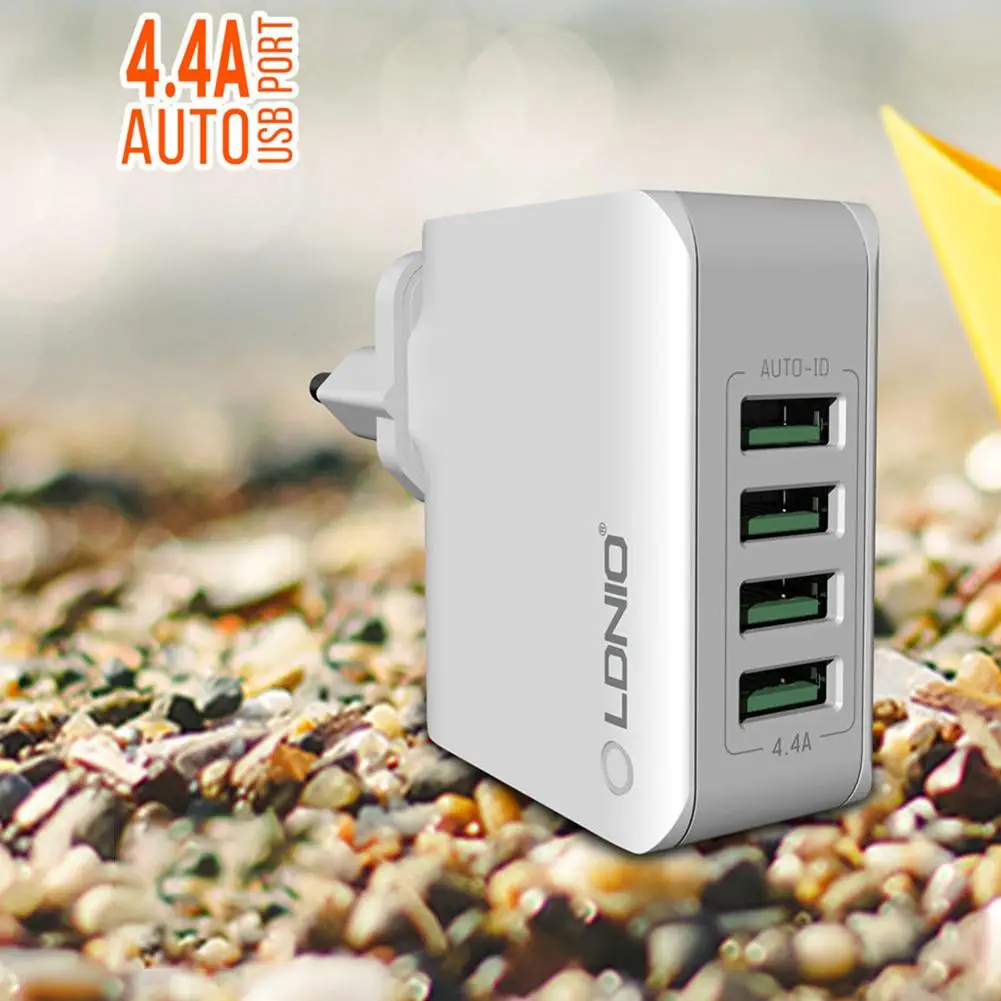 Для LDNIO адениума A4403 5 V/4.4A 22W 4-Порты и разъёмы универсальное USB Сетевое зарядное Зарядное устройство Быстрая зарядка DC адаптер питания AC DC Зарядное устройство