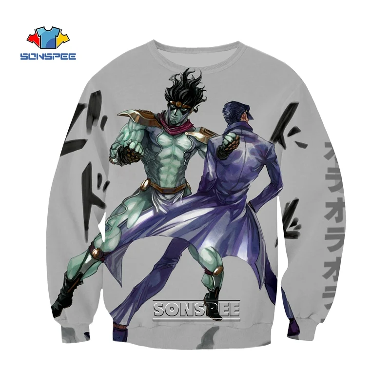 3 SONSPEE JoJo Необычные Приключения Аниме Толстовка 3D печатных толстовки для женщин мужчин Homme повседневное с длинным рукавом хип хоп Топ пуловер A37 - Цвет: 3