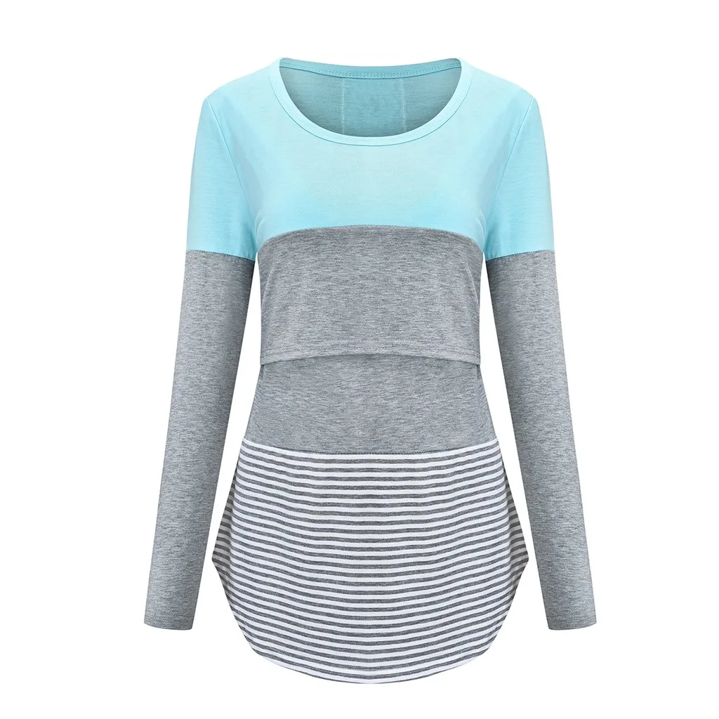 Новинка, женская одежда для беременных, блузка, ropa de mujer, рубашка для кормящих мам, полосатые футболки с длинными рукавами, одежда jurk