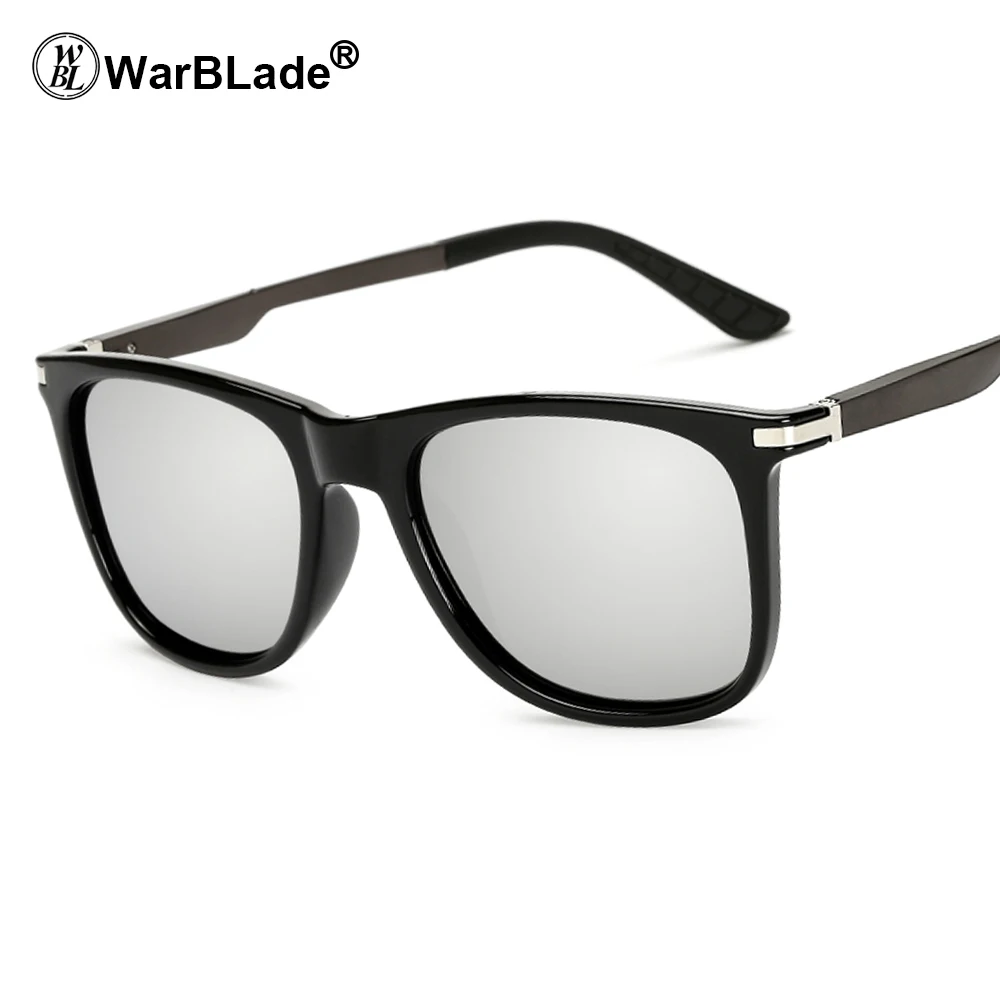 black silver WarBLade классические поляризационные мужские солнцезащитные очки Брендовые дизайнерские ретро Квадратные Солнцезащитные очки аксессуары унисекс очки Oculos De Sol - Цвет линз: black silver