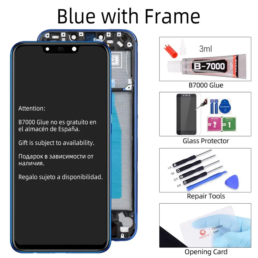 Дисплей для HUAWEI Nova 3 3i LCD в сборе с тачскрином черный - Цвет: Nova 3i Blue  Frame