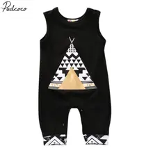 Pudcoco/Милая хлопковая одежда без рукавов для новорожденных мальчиков и девочек, черный комбинезон для палаток, одежда для детей от 6 до 24 месяцев, Pudcoco