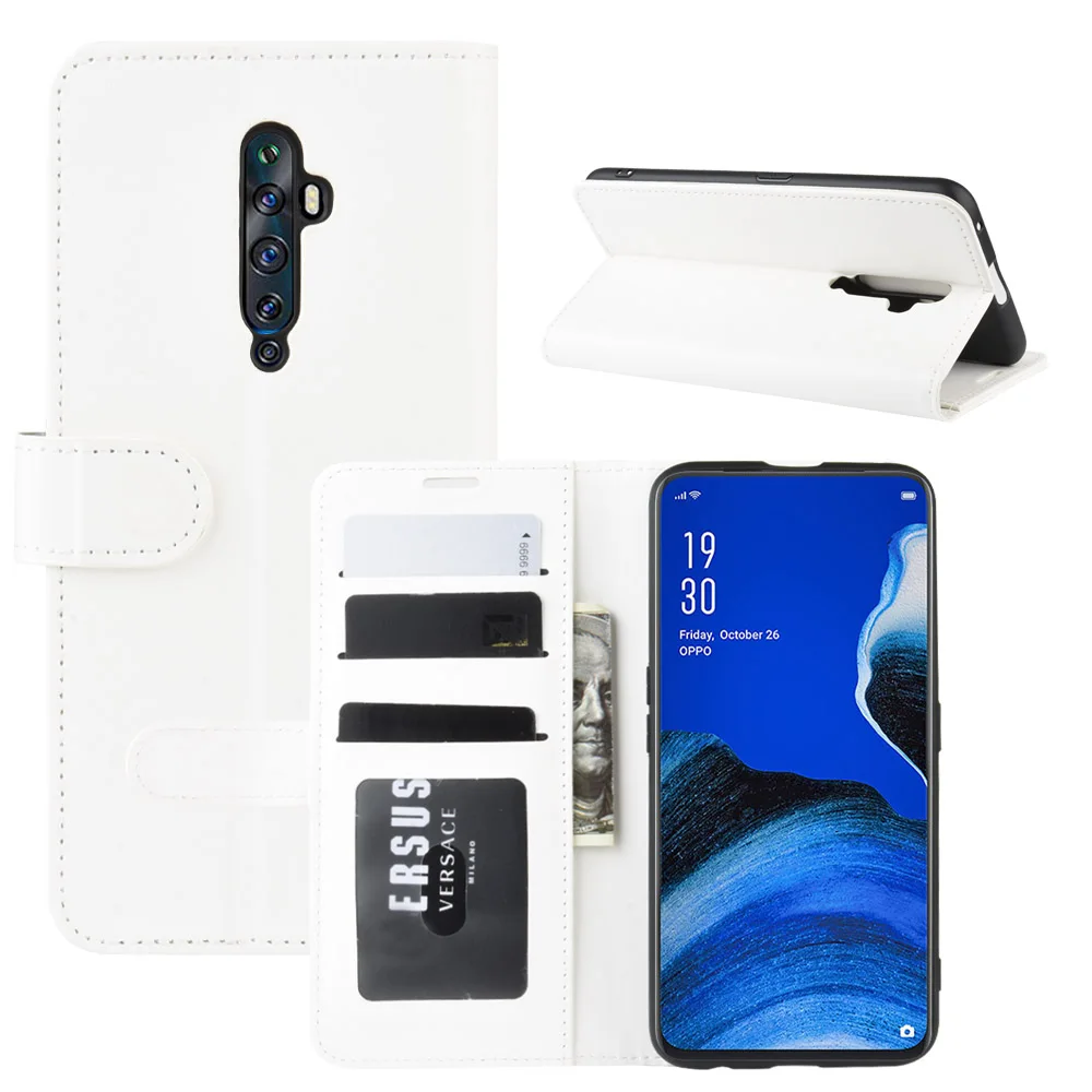 Чехол Reno2Z для OPPO Reno 2Z(), 6,53 дюймов, чехол, кошелек, держатель для карт, книга, стильный кожаный флип, защитный черный Reno2-Z, CPH1945 1951 - Цвет: Белый