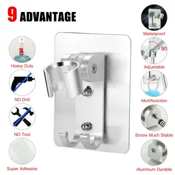 

Aluminum Adjustable Bathroom Shower Head Holder Stand Bracket Wall Mount Hook
