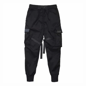 

Newly Men Cargo Pants Ribbons Harem Joggers Harajuku Sweatpant Hip Hop Trousers DO99