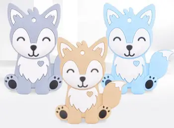 

100pcs Baby Silicone Teethers BPA Free Toddle Teething Toys Cute Animal Baby Ring Teether Silicone Beads DIY Chew Necklace