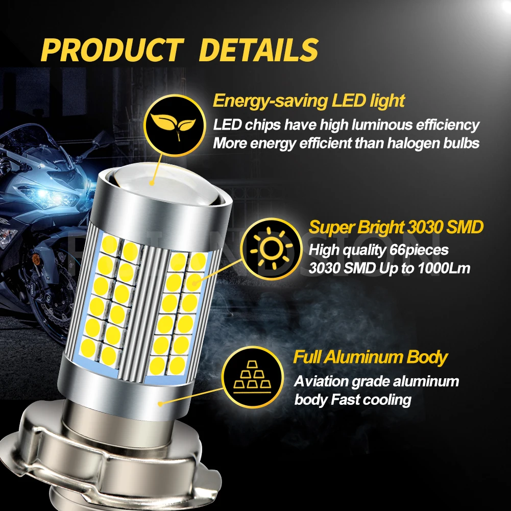 Motorcycle Headlight RUIANDSION P26S Led Scooter Light Motorbike Accessories Harvester Bulbs Moped Lamp 2000Lm 6V 12V 6000K