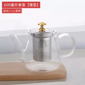 Glass Teapot Heat-resistant High-temperature Tea Cup Tea Set Home Brewing Tea Filter Thickening Small Kettle Teapot Set Kettle - Цвет: 600ML