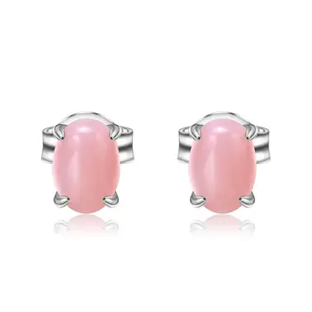 

GEM'S BALLET Real 925 Sterling Silver Natural Pink Opal Gemstone Earrings Cute Candy Stud Earrings for Women Office Fine Jewelry