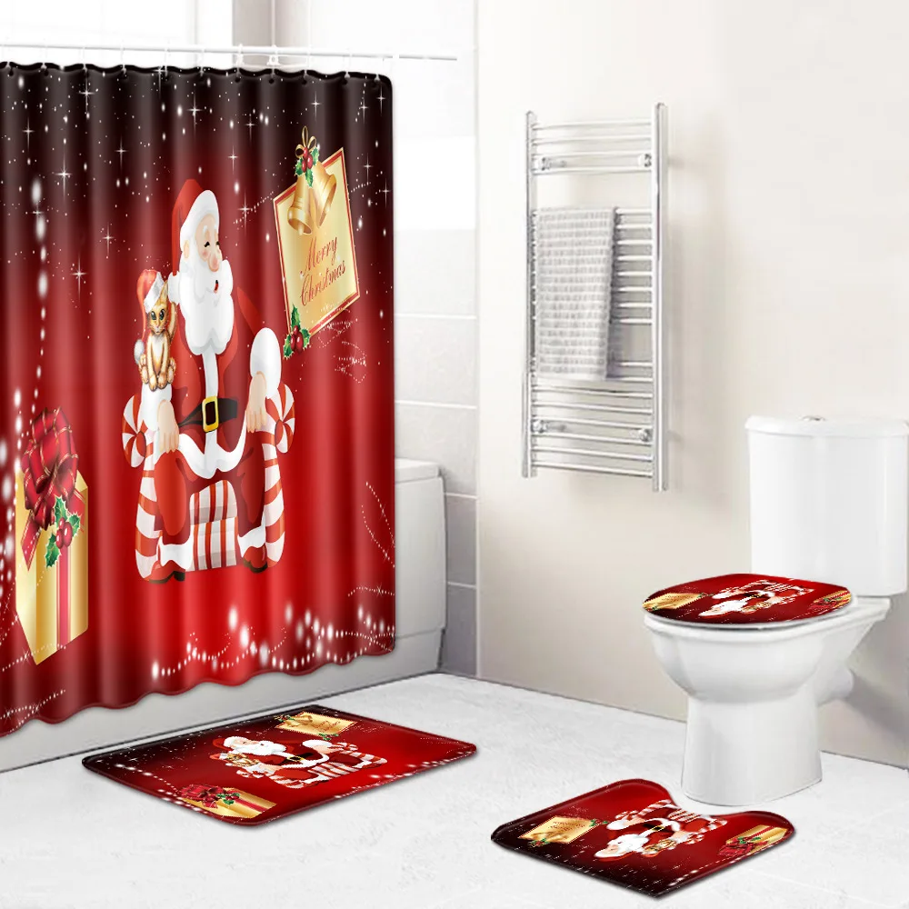 Zeegle Shower Curtain Anti-slip Bathroom Carpet Set Shower Mat Absorbent Toilet Rug Bathroom Rug Washable Bathroom Rug Set