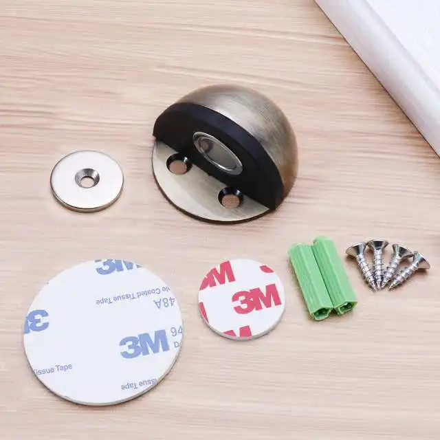 Stainless Steel  magnetic door stopper dual catch no punching  door bumper  wedge wall door stopper Green bronze