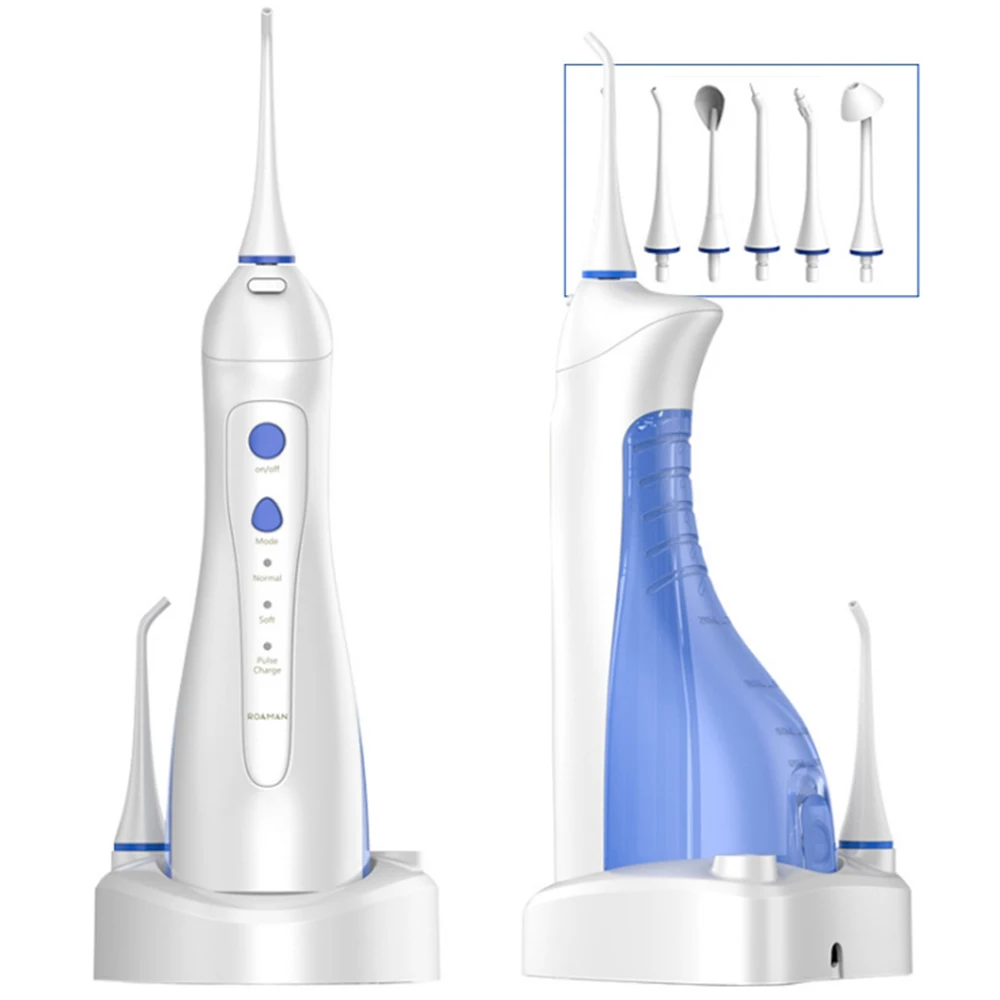 Водный стоматологический Flosser портативный Водонепроницаемый Профессиональный ирригатор для полости рта перезаряжаемый 3 режима для брекетов и отбеливания зубов дома - Цвет: Белый