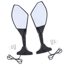 1 пара мотоциклов светодиодный поворотник интегрированный индикатор заднего вида зеркала для Honda(гладкий черный+ прозрачные линзы