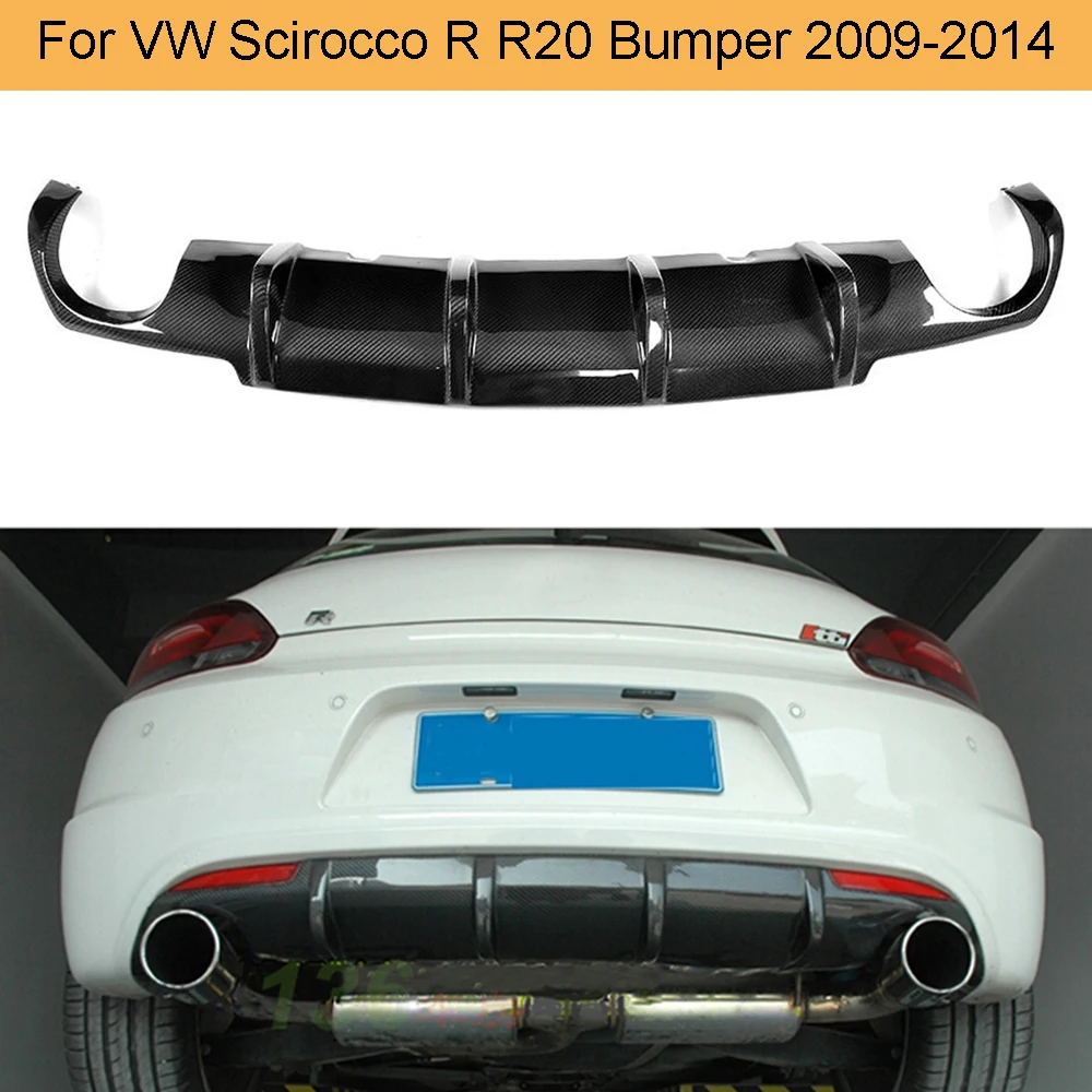 Автомобильный задний спойлер из углеродного волокна для Volkswagen VW scirocco R R20 бампер 2009- Черный FRP двойной выхлоп один выход