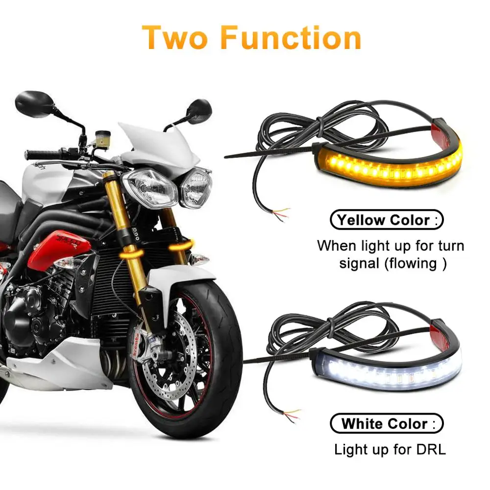 1 шт. Универсальный мотоциклетный сигнальный светильник DRL светильник 36SMD 3014 фишек, мигающий белый желтый 12 в водонепроницаемый