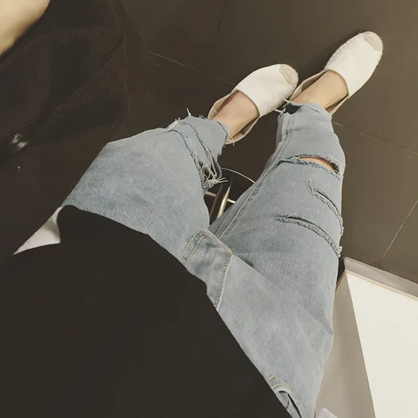 Светильник Ulzzang с цветными дырками, микро-трубы, Капри, женские джинсы, весна, стиль, INS, супер огонь, свободные штаны