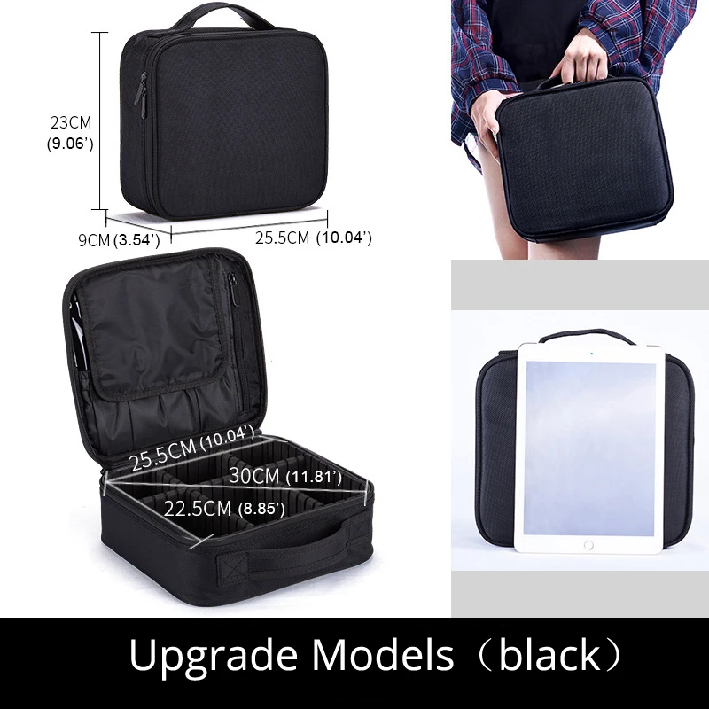 Upgrade Models black Профессиональная косметичка высокого качества Оксфорд большой водонепроницаемый органайзер для макияжа Bolso Mujer косметический чехол дорожная сумка для хранения - Цвет: Upgrade Models black